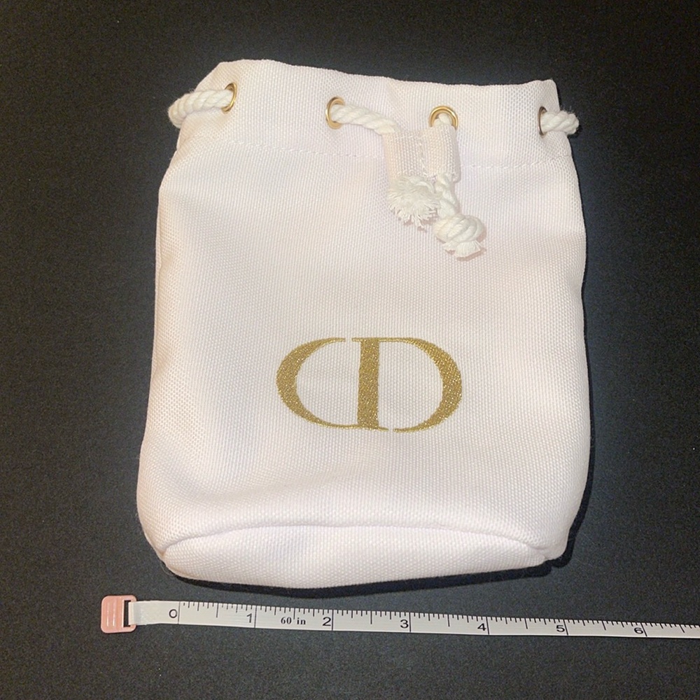 NWOT DIOR Beauty Twill White/gold makeup bag.
